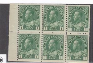 CANADA  (LOT KS065) #104a  F-MH  1cts  KGV ADMIRAL PANE OF 6 CAT VALUE $50