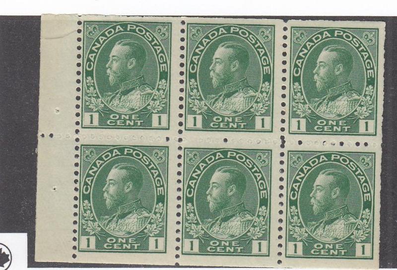 CANADA  (LOT KS065) #104a  F-MH  1cts  KGV ADMIRAL PANE OF 6 CAT VALUE $50