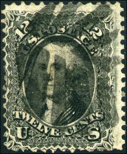 1868 US Stamp #97 12c Very Thin Used Leaf CancelCatalogue Value $450 Certified