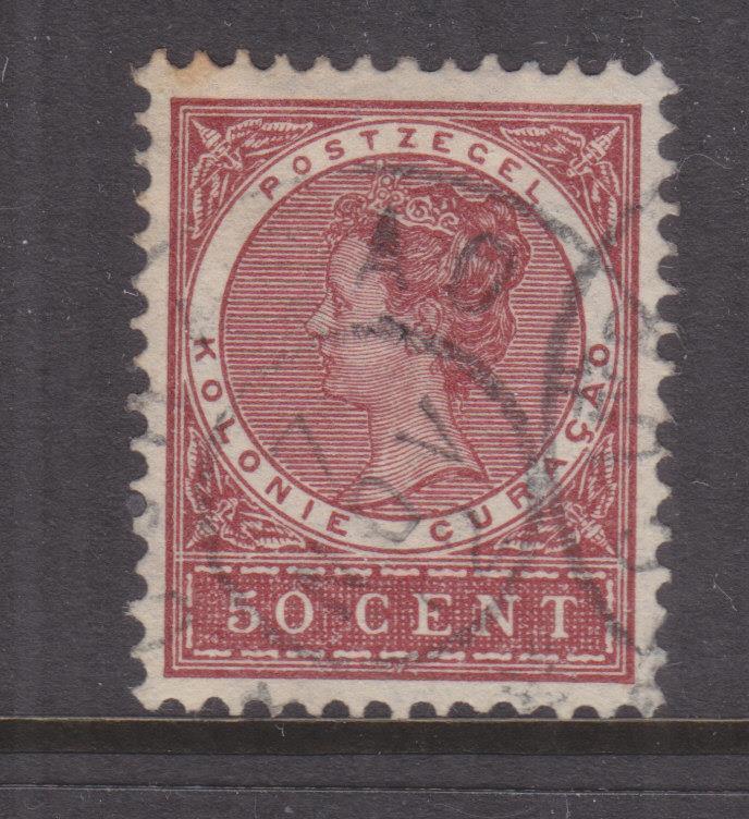 CURACAO, 1904 Wilhelmina 50c. Red Brown, used.