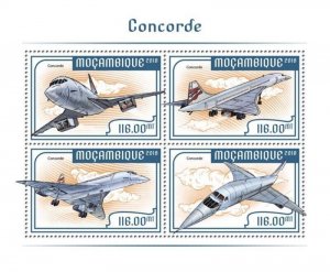 Mozambique - 2018 Concorde Passenger Airliner - 4 Stamp Sheet - MOZ18211a2