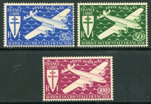 French Colony 1945 French West Africa First Airmails Sc #C1-3 MNH H309 ⭐⭐