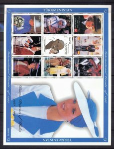 TURKMENISTAN 1997 Lady Diana Gandhi Pope John Paul Large Mini Sheet MNH DAB 682