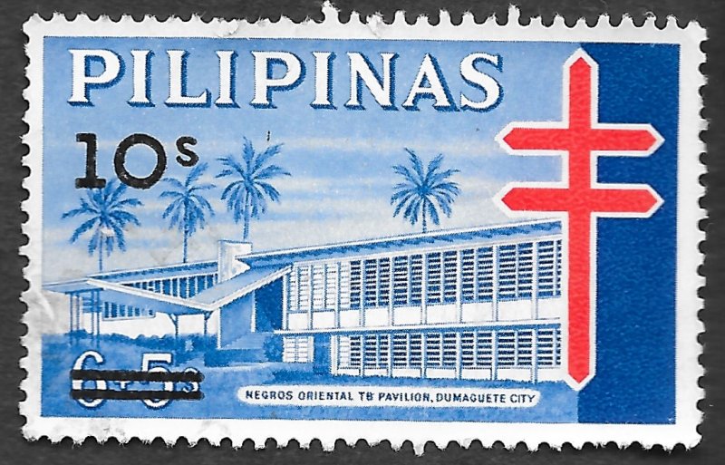 Philippines Scott 986 10s on 6.5s Negros Oriental T.B. Pavilion (1968) Used