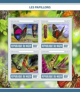 Niger - 2017 Butterflies on Stamps - 4 Stamp Sheet - NIG17303a