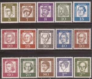 Germany - 1961-2 Portraits - 15 Stamp Set MNH - Scott #9N176-90