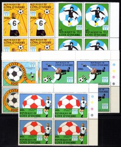 IVORY COAST 1978 Sc# 466/70 World Cup Argentina 78 Block of 4 Perforated MNH