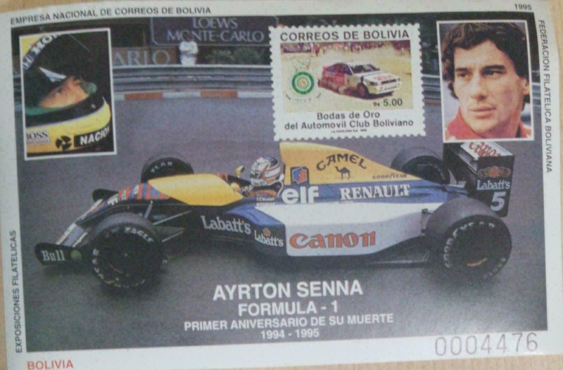 RO) 1995 BOLIVIA, AYRTON SENNA FORMULA 1, BRAZILIAN SPEED AUTOMOTIVE PILOT, WORL