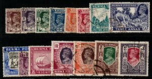 BURMA SG51/63 1946 COLOURS CHANGED DEFINITIVE SET USED