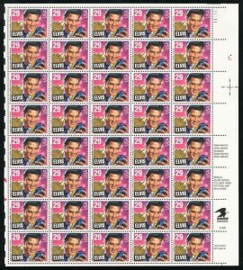 1993 29c Elvis Presley, Rock & Roll Singer, Sheet of 40 Scott 2721 Mint F/VF NH