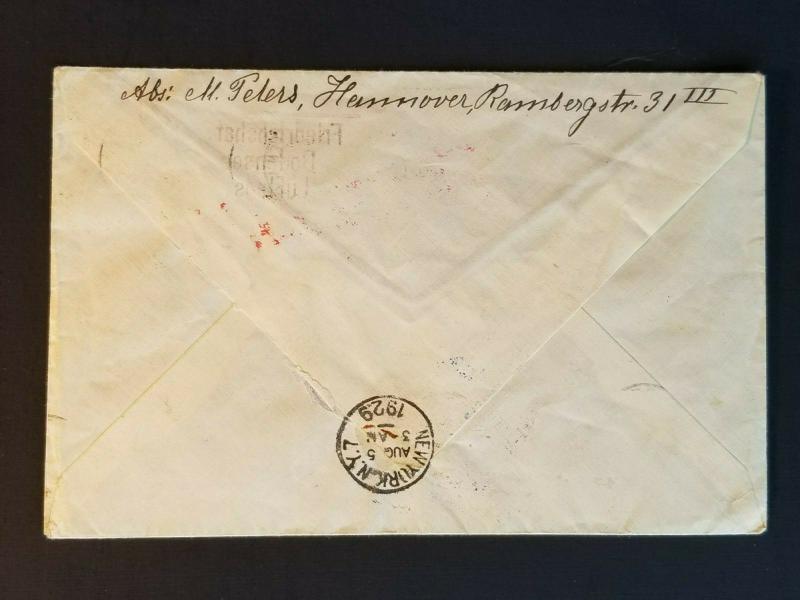 1929 Hanover Germany New York Massachusetts LZ 127 Graf Zeppelin #C 37 Cover