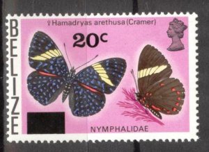 Belize 1976 Butterflies Overprint New Value 20c. on 26c. MNH