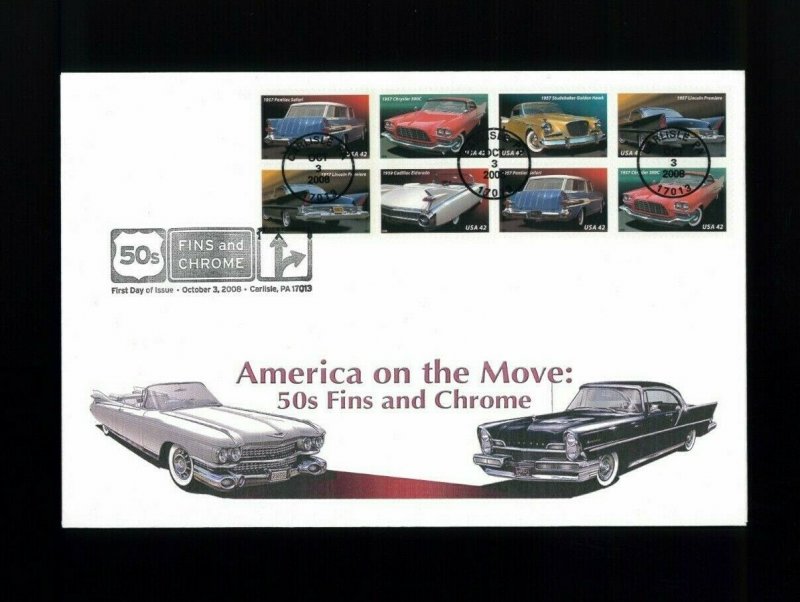 2008 Carlisle Pennsylvania Classic Cars 50's Fins & Chrome First Day Cover
