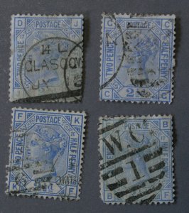 Great Britain #68 Used Four Plate #'s 17, 18, 19, 20