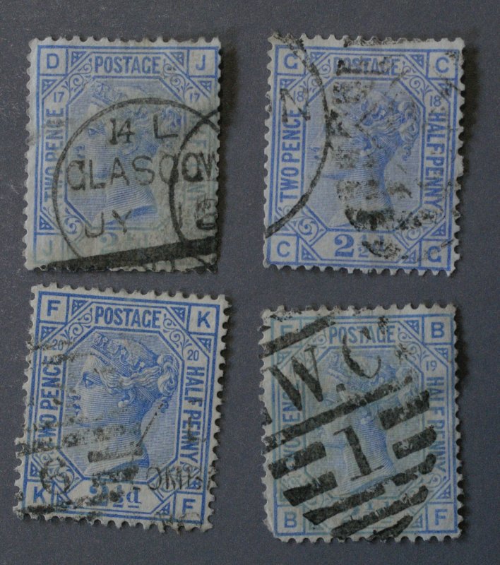 Great Britain #68 Used Four Plate #'s 17, 18, 19, 20