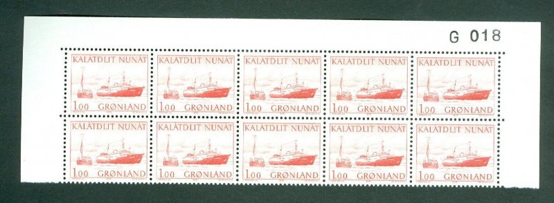 Greenland.1 Mnh 10-Plate Block 1976 # G 018. 1 Kr. Ships. Sc#  76. Engrav.Slania