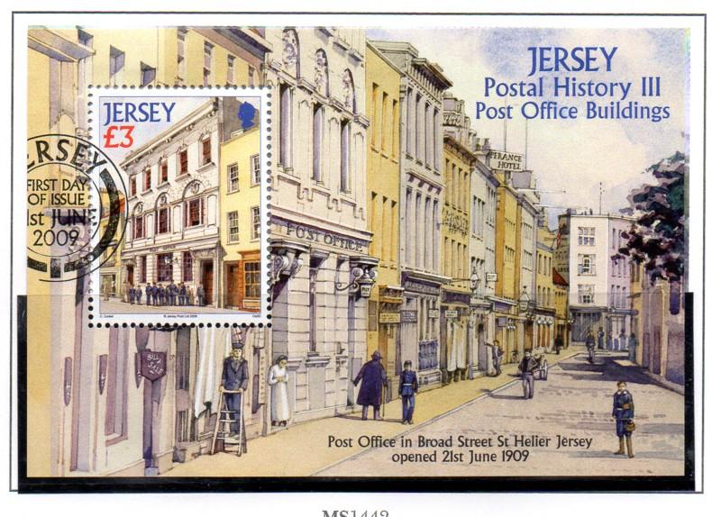 Jersey Sc 1381 2009 £3 Broad St PO stamp sheet used
