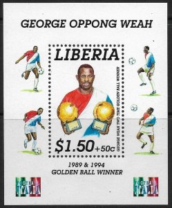 1995 Liberia 1642/B141 Soccer 7,50 €