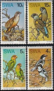 Sc 363 / 366 SWA South West Africa 1974 Rare Birds complete MNH set CV $26.00
