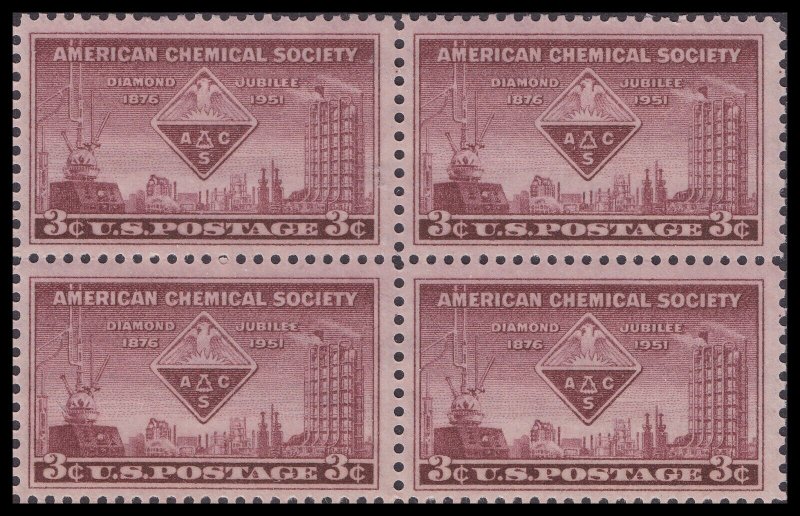 US 1002 American Chemical Society 3c block 4 MNH 1951