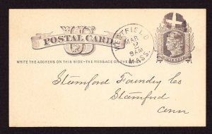 Postal Card, UX5, ANCHOR Fancy Cancel, Westfield, MA