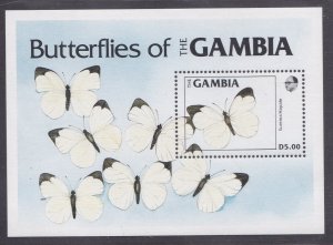 Gambia # 537, Butterflies Souvenir Sheet,  Mint NH, 1/2 Cat.