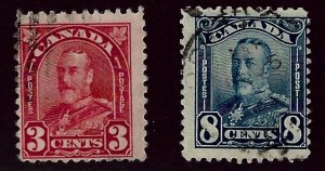 Canada Sc#151 & 154 Used Fine SCV$20.00...Worth a Key Bid!