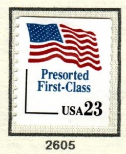 SC# 2605 - (23c) - Flag, Presorted First-Class, used coil single