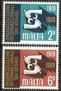 Malta 1969 50 years of Work Organization ILO set of 2 MNH