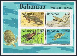 Bahamas 567a sheet, MNH. Mi Bl.43. Reptiles 1984. Iguana, Lizard, Frog, Turtle.