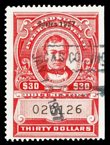 Scott R706 $30.00 1957 Dated Red Documentary Revenue Used F-VF Cat $60