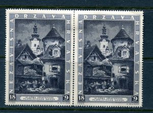 Croatia  1943 Mi 116 engrawer S pair MH Mary's Church   c2049hs