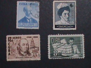 ​CUBA FOUR FAMOUS PERSONS VERY OLD USED CUBA-STAMP-VF WE SHIP TO WORLD WIDE