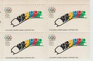 1972 11th Winter Olympics Bobsledding Block of 4 8c Stamps - Sc#1461 - MNH,OG