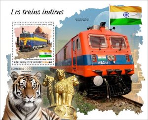 GUINEA - 2023 - Indian Trains - Perf Souv Sheet - Mint Never Hinged