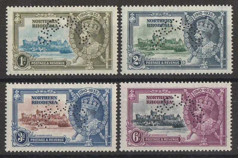 NORTHERN RHODESIA : 1935 KGV Silver Jubilee set 1d-6d, perf SPECIMEN. MNH **. 