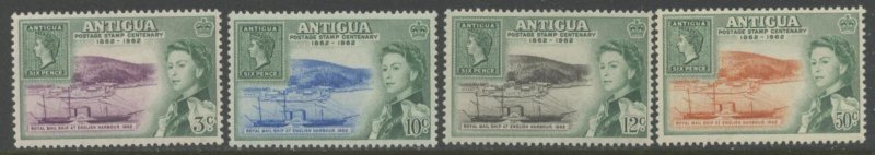 ANTIGUA Sc#129-132 1962 Stamp Centenary Complete Set OG Mint Hinged