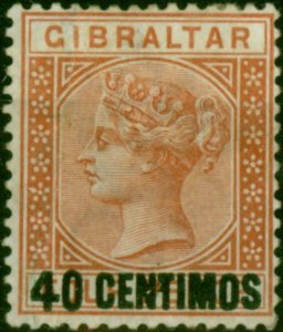 Gibraltar 1889 40c on 4d Orange-Brown SG19 Good MM Vertical Bend