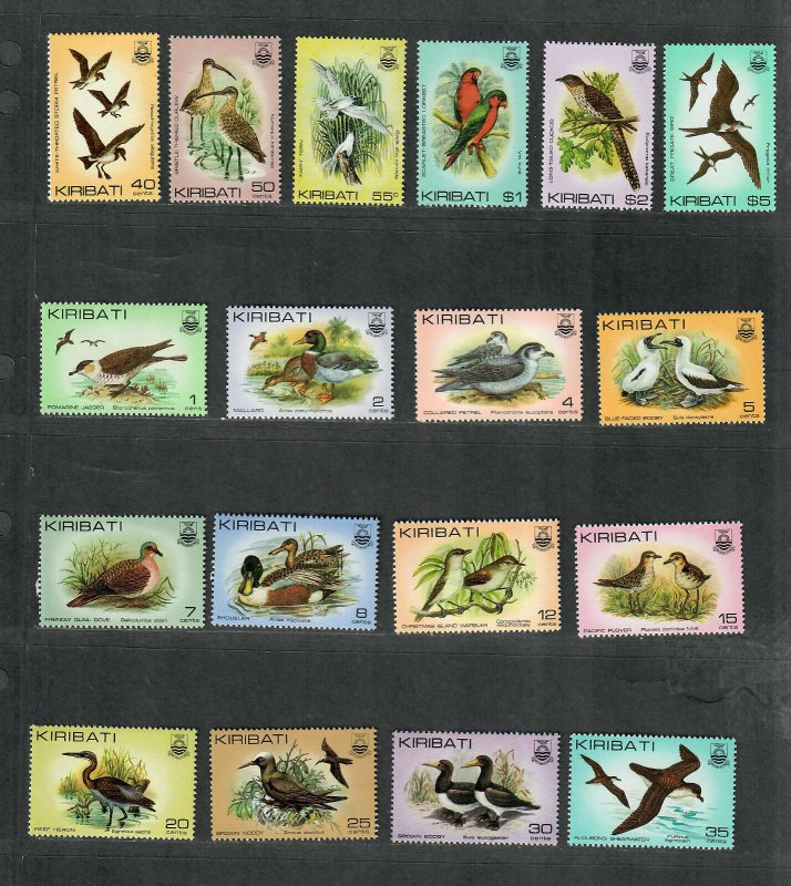 Kiribati Sc#384-399 M/NH/VF, Birds, Cv. $28