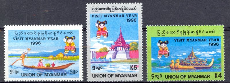 Burma Sc# 328-330 MNH 1996 Attractions