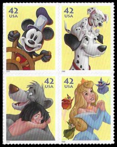 PCBstamps  US #4342/4345a Block $1.68(4x42c)Disney-Imagination, MNH, (9)