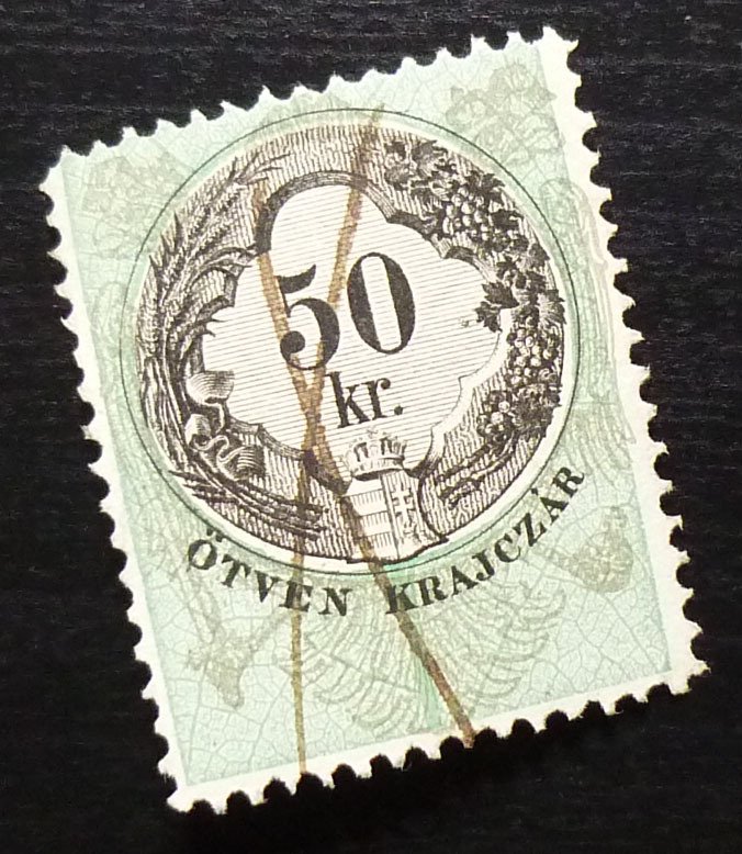 Austria c1868 Hungary MILITARY BORDER Rare Overprinted Revenue Stamp 50 KR A14