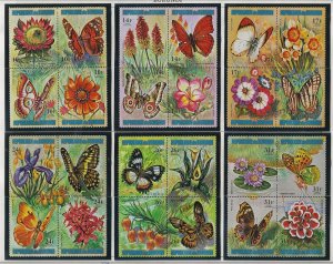 BURUNDI Sc 435-40,C187-92 NH ISSUE OF 1973 - BUTTERFLIES & FLOWERS