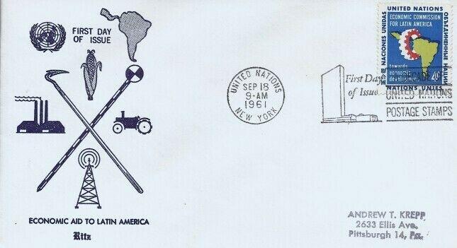 UN #93 4c ECONOMIC AID LATIN AMERICA 1961 - Ritz