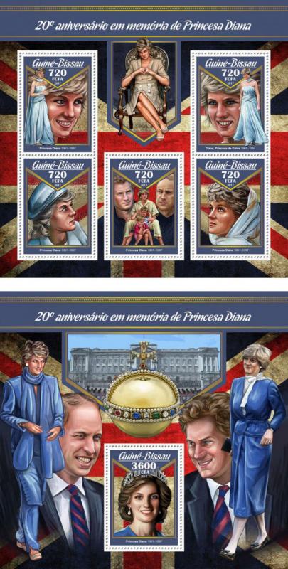 Princess Diana Royal Family Great Britain Guinea-Bissau MNH stamp set