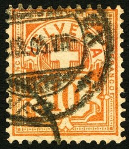 Switzerland #79 10c 1882 Numeral Helvetica Cross Appears as Yellow. Used.