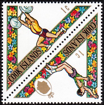 Cook Islands 1969 MH Sc #255 Pair 1c Weightlifting, Basketball South Pacific ...