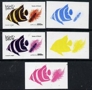 Oman 1974 Tropical Fish 25b (French Angel) set of 5 imper...