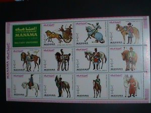 Manama Stamp: Military Uniforms Mint full Stamp sheet