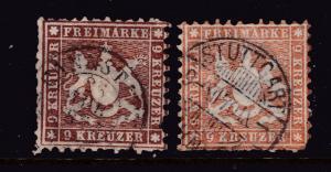 Wurttemberg x 2 perf 9Kr earlies